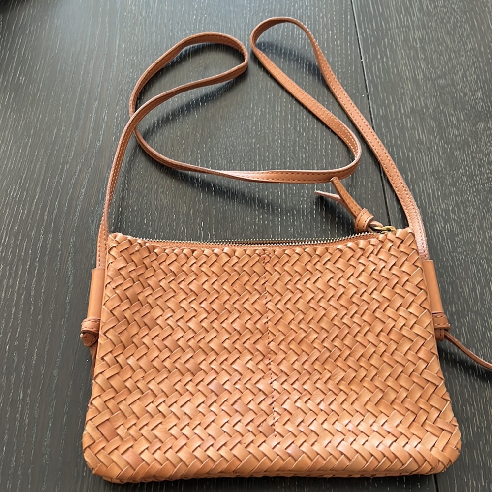 Madewell Tan Woven Leather Crossbody Bag